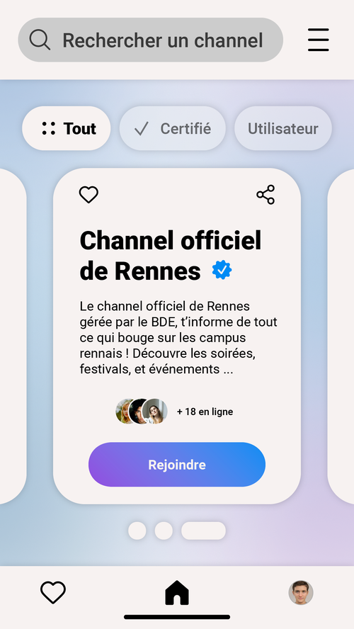 Page d'accueil de l'application
